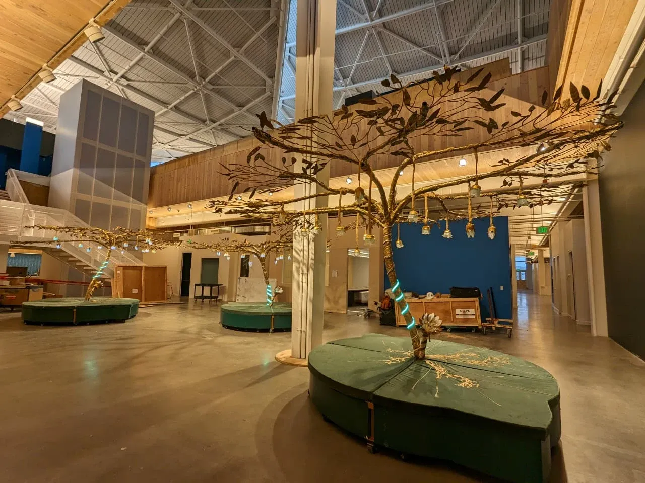 The finished Grove installation, suspended from the ceiling at Google’s California headquarters