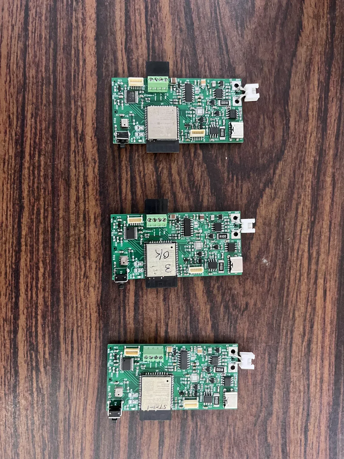 Batch of custom smart shelf PCBs, integrating load sensors, microcontroller, and WiFi module
